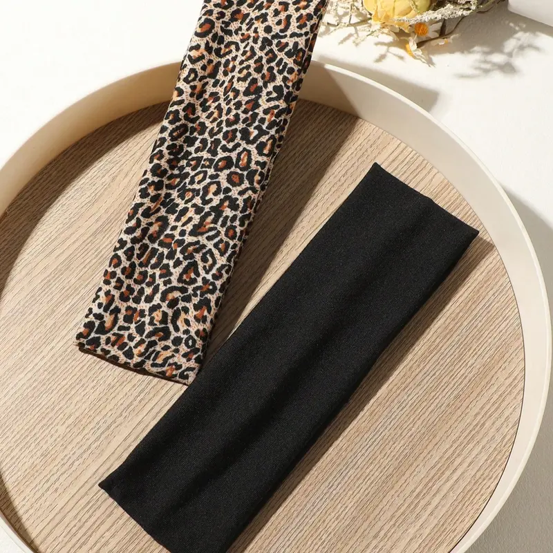 Women's Sports Sweat-Wicking Elastic Hair Bands, Multicolor Leopard Print Fashion Headbands for Yoga Running Basketball Fitness Athletic Headbands