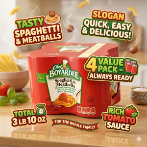 Chef Boyardee Spaghetti and Meatballs, 14.5 Oz Cans, Pack of 4