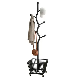 Floor-Standing Clothing Rack, Freestanding Coat Rack, Independent Coat Hanger, Hat Bag Tie Storage Organizer, Space-Saving Home Organization Solution