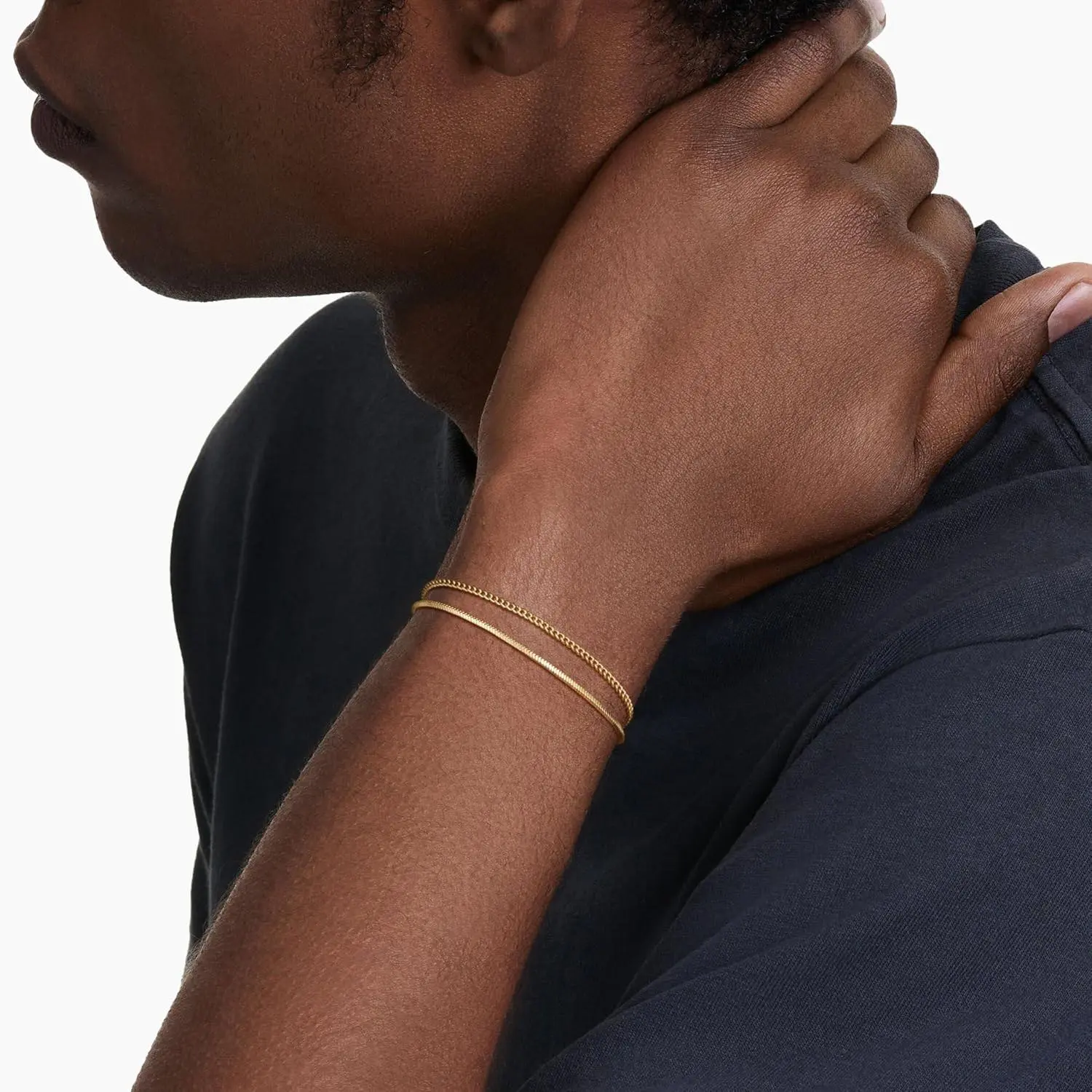Snake Cuban Figaro Chain Bracelets For Men Stack 6.5-8 Bracelet Set Dainty 2mm/5mm Jewelry Gift For Fashion