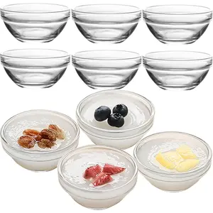 3in 2.5oz Small Clear Glass Ramekins Custard Bowls 10 Pack Mini Glass Dipping Sauce Cups Pinch Bowl Little Kitchen Condiment Ingredient Prep Salad Dishes Dishwasher Microwave Freezer Safe