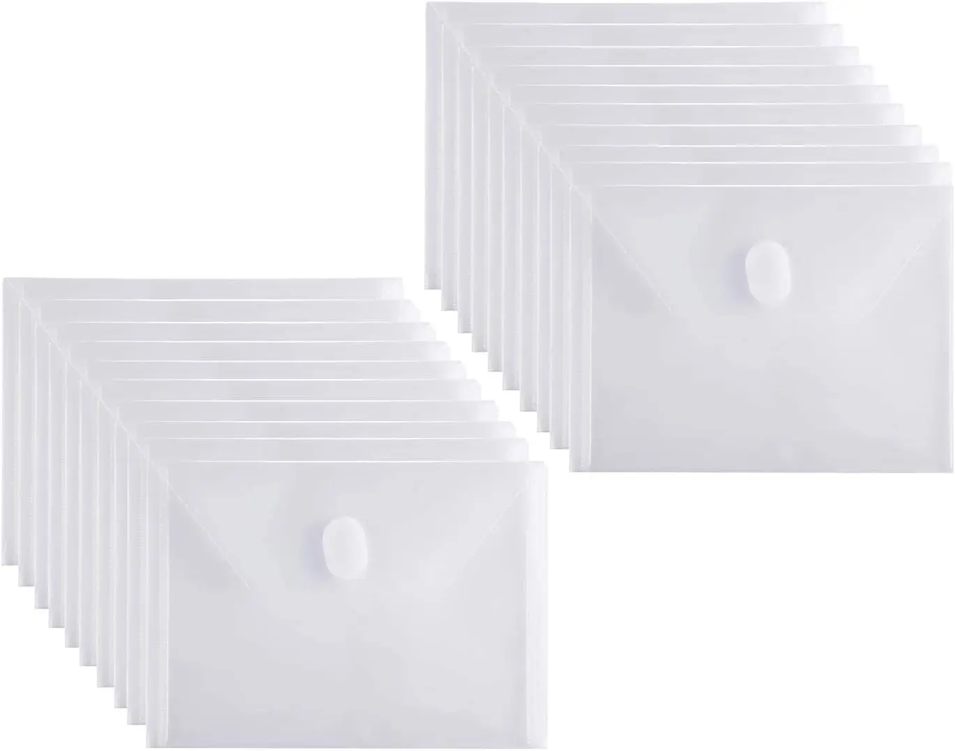 20 Pack 5x7 Small Plastic Envelopes – Durable Receipt & Check Storage Files with Hook & Loop Closure, Clear Poly Document Wallets for Coupons, Photos, Business Cards & Office Organization