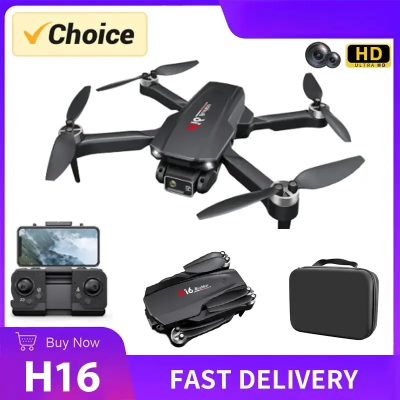 UNO1RC NM60931 Professional Foldable Dual Camera GPS Quadcopter - H16 Brushless Electronic Aerial Photography Drone with Laser Obstacle Avoidance, Adjustable Mobile Charging for RC Enthusiasts