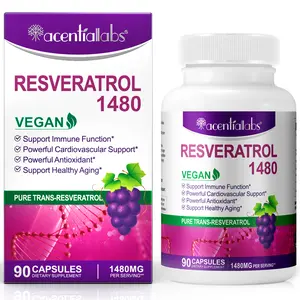 【NEW】Resveratrol 1480mg with Quercetin - High Potency Antioxidant Supplement for Healthy Aging, Cellular Energy & Heart Support*, Non-GMO, Vegan, 90 Capsules