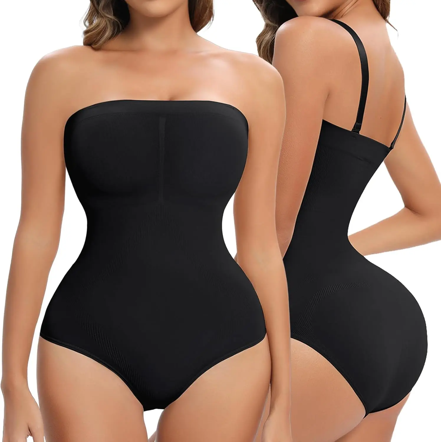 Women's Comfortable Body Shaper, Strapless Tummy Control Elastic Clothes with Detachable and Adjustable Straps for Parties, Spaghetti, Casual, Shapewear For Women, Faja Body Shaper