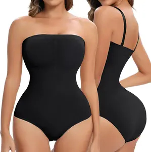 Strapless Shapewear for Women Tummy Control Triangle Bodysuit,   Body Shaper Tank Top Off Shoulder Leotard Tube Top Lady Underwear Womenswear Black Casual
