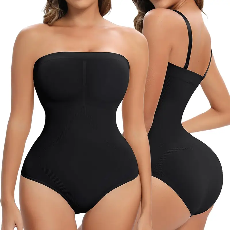 Women's Comfortable Body Shaper, Strapless Tummy Control Elastic Clothes with Detachable and Adjustable Straps for Parties, Spaghetti, Casual, Shapewear For Women, Faja Body Shaper