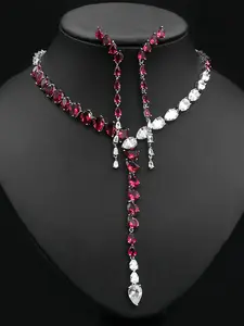 Elegant Zircon Necklace Earrings Set, High-Grade Jewelry for Evening Weddings, Hypoallergenic S925 Silver Needle, Gift Boxed 2-Piece