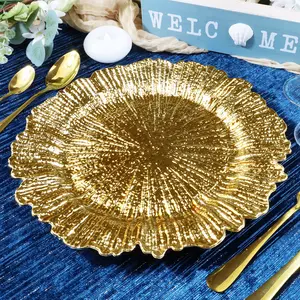 13" Gold Reef Acrylic Charger Plates (6pcs)
