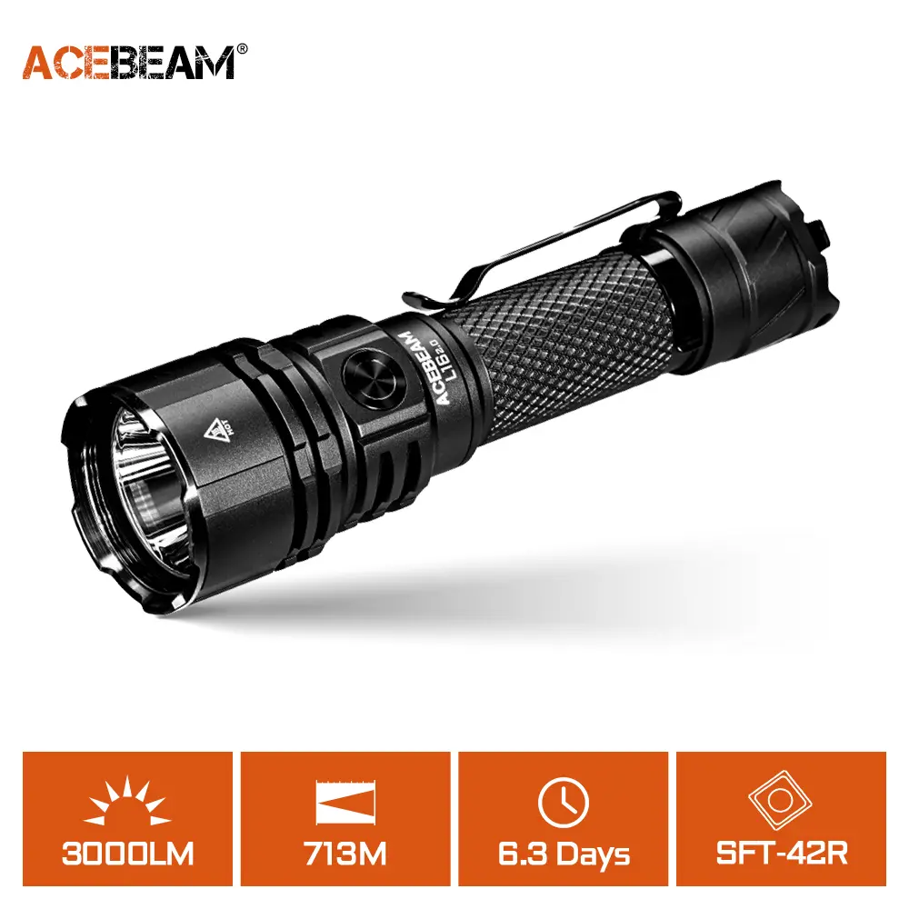 Acebeam L16 2.0 Tactical LED Flashlight - High Lumen, Super Bright, Long Range, Luminus SFT-42R, USB-C Rechargeable Tactical Flashlights for Camping, Duty, High Lumen Flashlight