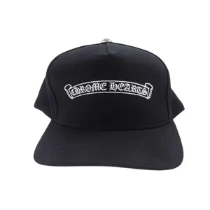 Chrome Hearts Embroidered Scroll Logo Baseball Hat Black White