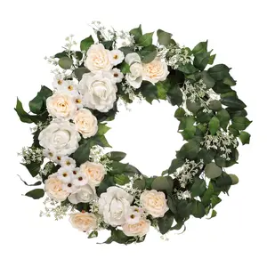 Puleo 30" Rose,Camellia,babysbreath Floral Spri ng Wreath