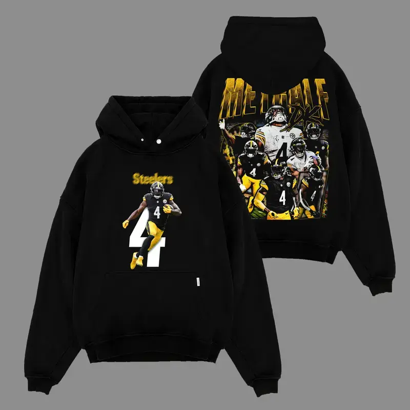 DK Metcalf 4 For Steelers Nation Cotton Hoodie Sweatshirt T-Shirt (Made In US), Steelers Nation Outfit, Game Day Outfits, Gift For Football Fans, Football Graphic Hoodie