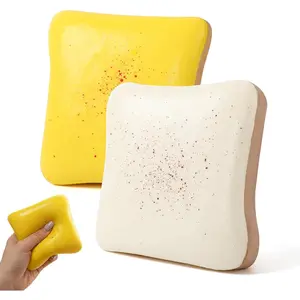 2PCS Bread Butter Squishy, Slow Rising Squishy Toys,Realistic Toast Bread Soft Squeeze for Stress Relief Hand Relax,Party Favor Gift(Yellow+White)