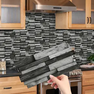 Vintage Woodgrain Stickers, Peel and Stick 4.72x9.68 in Tiles, Skin-Friendly Vinyl Tile, Back Splash for Kitchen Wall, Fireplace Decor