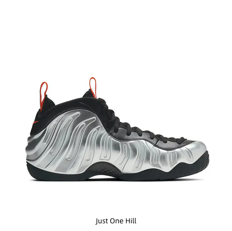 Metallic Silver Foam Mid Lifestyle Basketball Shoes Shock Absorbing Midsole Wear Resistant Rubber Sole Fashion Casual Footwear