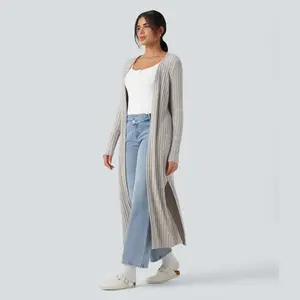 Halara Ribbed Knit Long Sleeve Split Casual Longline Coat
