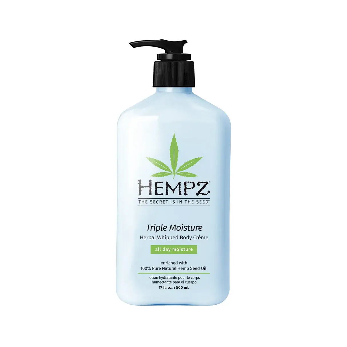 Hempz Triple Moisture Herbal Whipped Body Crème with 100% Pure Natural Hemp Seed Oil | 17 fl oz / 500 mL | Daily Moisturizer