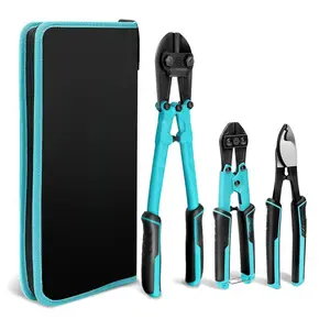 3-Count Bolt Cutter Pliers Set, 14" Heavy Duty Bolt Cutter, 8" Mini Bolt Cutter, 8" Wire Cable Cutter with Carrying Case, Ergonomic Handle, Cr-V Blade for Bolts, Rivets, Chains, Wires