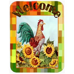 212 MAIN Large Tempered Glass Rectangle Chopping Board - Heatproof, Knife-Compatible Cutting Board with Printed Rooster Art Design for Kitchen Food Prep, Rectangle Chopping Boards