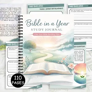 Bible in a Year Study Journal Planner | Spiral Notebook for Daily Reading Schedules, Themed Weekly Focus & Progress Tracking, a Companion for Your Year-Long Scripture Journey