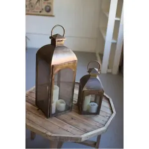 Set Of Two Antique Bronze Lanterns