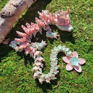 26cm Sakura Cherry Blossom Dragon Statue with Moveable Joints, Romantic Design, Car Interior or Aquarium Decoration, 3D Printed Decorative Figurine