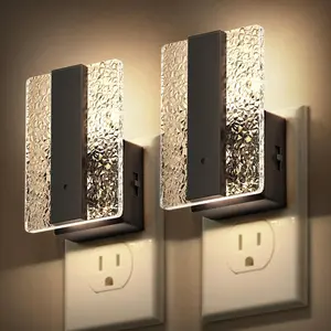 LED Night Lights Plug Into Wall [2 Packs], Decorative Night Light with Dusk-to- Sensor, Dimmable Nightlights, Adjustable Brightness Night-Lights for Bathroom, Hallway, Bedroom,Stairway