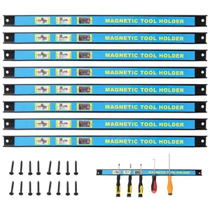 DONEXT 8-Pack 18in Heavy-Duty Magnetic Bar, Extra-Strong Neodymium Magnets, Premium High-Grade Steel, Compact Design with Mounting Screws & Pre-Drilled Holes for Workshop, Garage