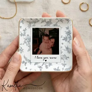 Personalized Photo Jewelry Dish For Mom, Mother’s Day Gift For Mom, Custom Trinket Tray