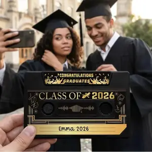 Graduation Party Favors Voice Recordable Greeting Card 300 Second Class of 2026 Custom Voice Guestbook for Graduation Congrats Grad Party Decoration Funny Happy Anniversary Gift