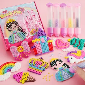 Children Bead Art Set, 5-8 Years Drawing Kit, 6-12 Years Beaded Pen Craft Set, Kids Gemstone Painting Set, Easy DIY Mosaic Handmade, Kids Art Supplies, Handmade Beads