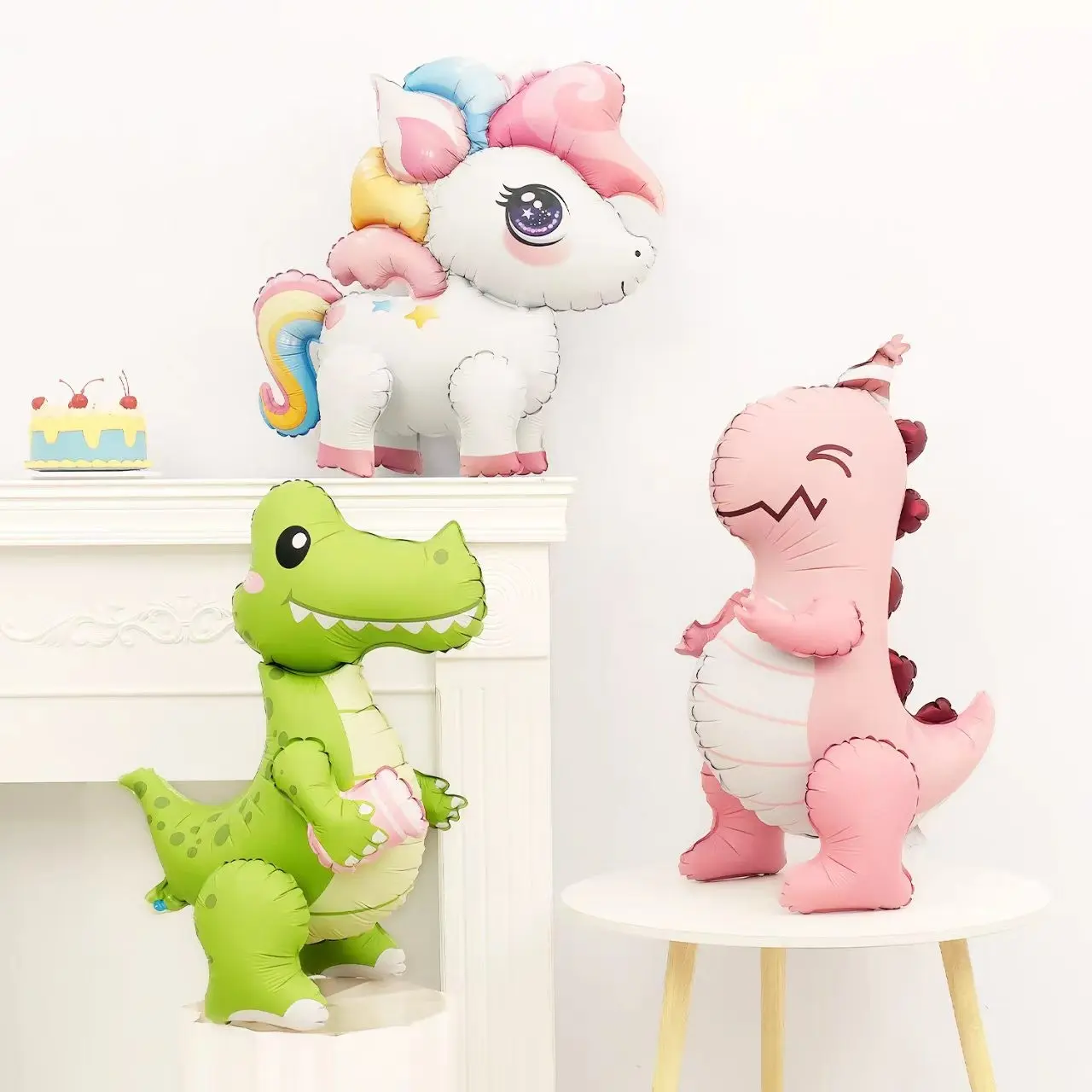 3D Matte Cartoon Dinosaur Balloon, Birthday Hat Dinosaur, Rainbow Tail Dinosaur, Toasting Dinosaur, Party Decorations