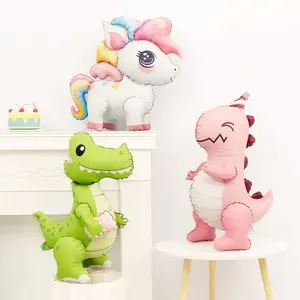 3D Matte Cartoon Dinosaur Balloon, Birthday Hat Dinosaur, Rainbow Tail Dinosaur, Toasting Dinosaur, Party Decorations
