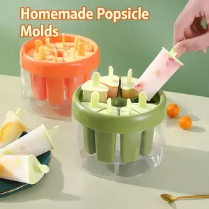 8-Cavity Homemade Popsicle Mold, Reusable Ice Pop Maker with Drip-Resistant Handles, Easy Release Frozen Treat Mold for Fruit, Yogurt and Juice