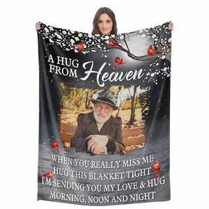 Custom memorial blanket with photo to commemorate the loss of a loved one, express love, personalized sympathy blanket, gift for loved ones who have lost a father, mother, husband, wife, friend