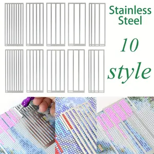 Stainless Steel Diamond Art Ruler, Diamond Painting Tools, Mosaic Making, Square or Round Drill Synthetic Gem Points, Repair Tool Accessories