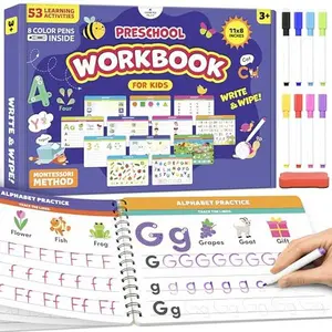 Preschool Workbook for Kids Ages 3-5 – Write & Wipe Pre-K Activity Book with 53 Tracing Learning Activities: Letters, Numbers, Shapes, Words, Math for Prek & Kindergardener 3+ Year-Old
