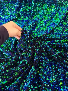 Iridescent Emerald Sequin on Velvet