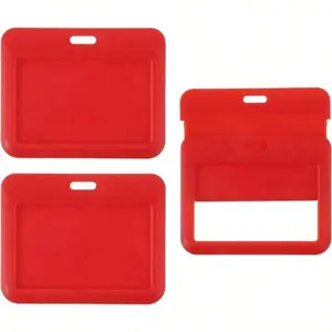 3 Pack Clear Badge Holder Plastic ID Badge Holder Clear Window Horizontal ID Protector Clips For Credit Cards Proximity Key Cards Licenses