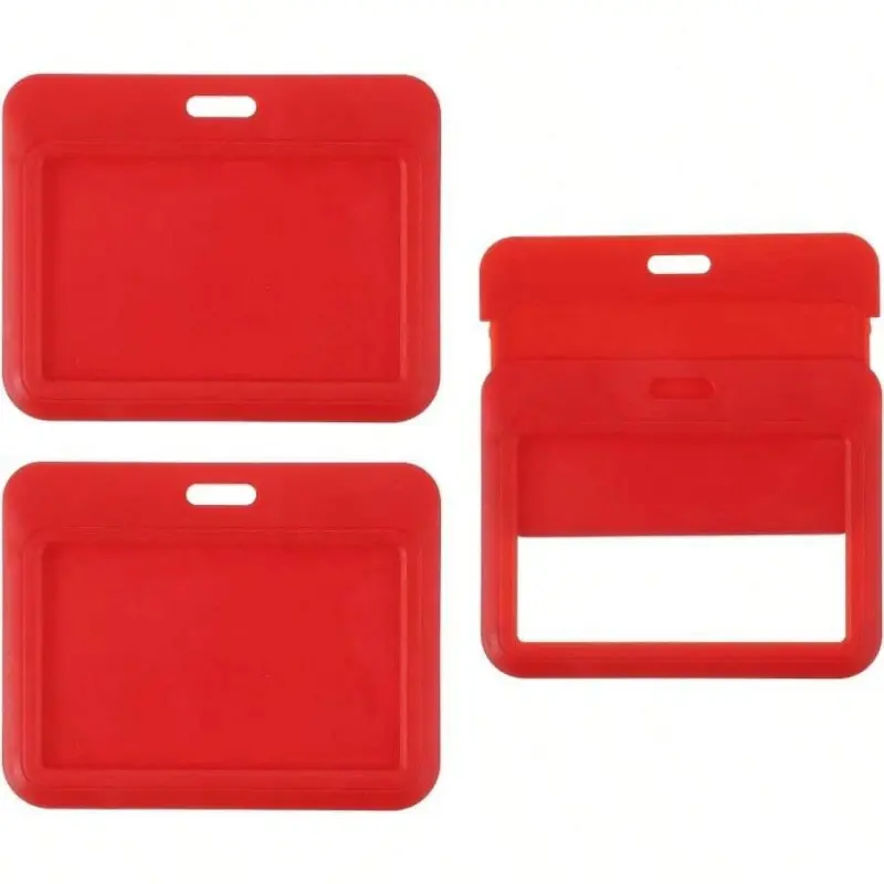 3 Pack Clear Badge Holder Plastic ID Badge Holder Clear Window Horizontal ID Protector Clips For Credit Cards Proximity Key Cards Licenses
