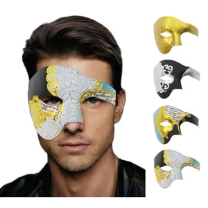Venetian Carnival Phantom One-Eye Half Mask for Men, Masquerade Party Costume Prop