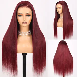 Megalook Burgundy Straight 6x5 Pre-Everything Glueless Wig Human Hair 99J Ready To Go Closure Wig 100% Human Hair Wig