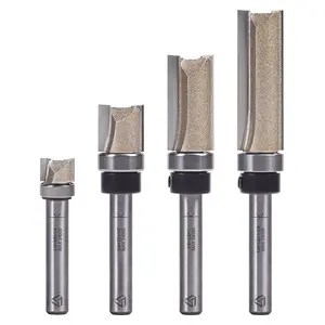 Top Bearing Flush Trim Router Bits 1/4" Shank, Cut Length:1/4", 1/2", 1", 1-1/2", Useful for Template/Pattern Routing of Parts, Joints, Internal Cuts