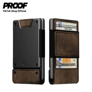 PROOF Founder Minimalist Wallet – Top Grain Leather & Aluminum RFID Wallet