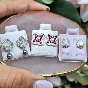 paquete de 3 aretes variado plata.925 con ajuste de mariposa