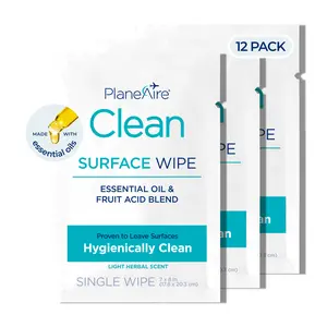 PlaneAire Clean Wipes | Surface Cleaning Wipes | Individual Travel Wipes (12) | All Purpose Cleaning Wipes | Travel Essentials | Travel Cleaning Supplies | On the Go Essentials