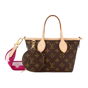 Louis Vuitton Neverfull BB Tote Bag for Women – Monogram Coated Canvas with Leather Trim, Detachable Strap, Small Size, Brown