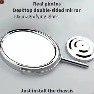 Lighted Makeup Mirror with Brighter Lights,1x/10xTrue HD Magnifying Tabletop Vanity Mirror with Touch Control, 360°Rechargeable Adjustable Mirror