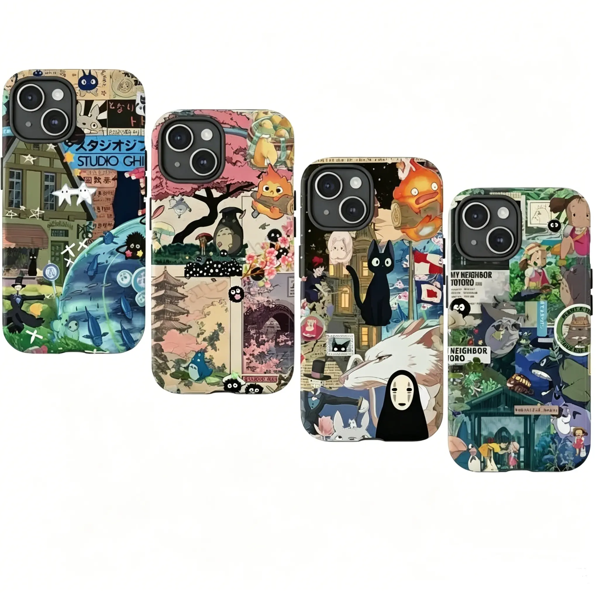 New style Studio Ghibli Collage Phone Case for iPhone - Anime Cartoon Aesthetic Protective Cover - Ghibli Cover for iPhone X/XS/XSMAX/7/8/11/12/13/14/15/16/17 Samsung  S23 S24 S25 S26
